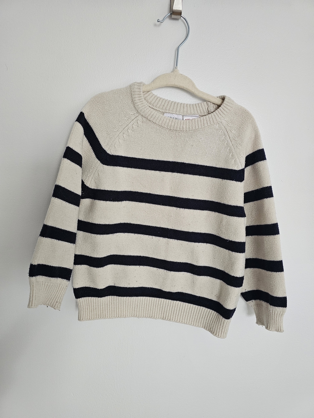🧸2/20$ Zara Cream Striped Knit Sweater Size 3-4 T Boy Toddler